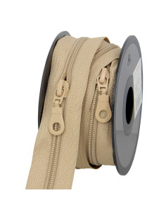 Rollo de 5 metros de cierre de nylon de 5 mm con tiradores - Beige