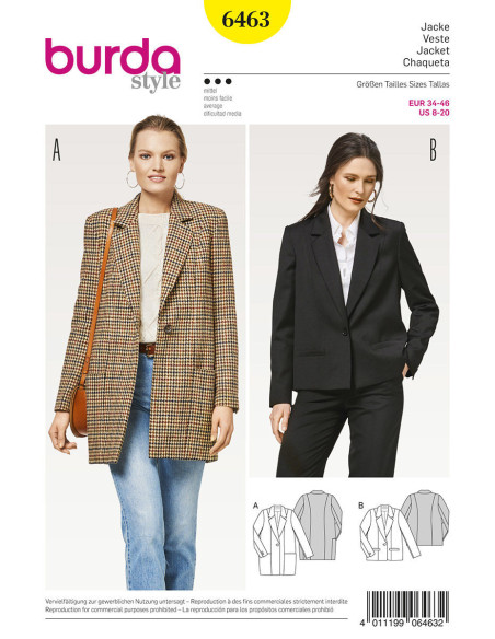 Patrón de chaqueta - Burda 6463