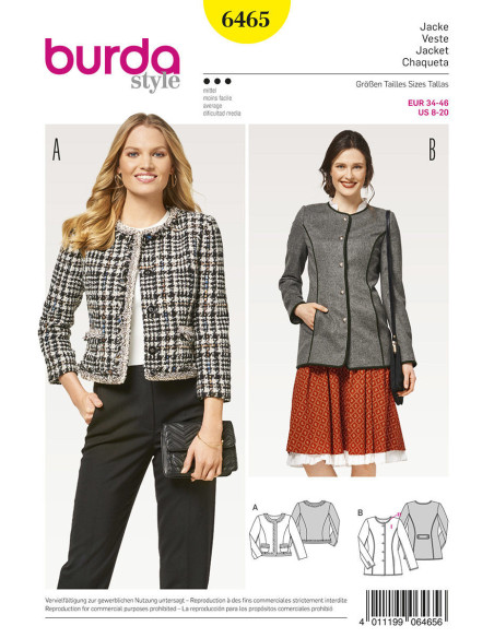 Patrón de chaqueta - Burda 6465