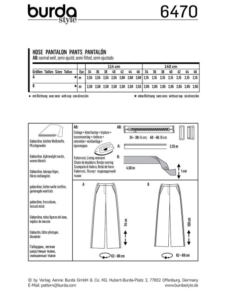 Patrón de pantalón - Burda 6470