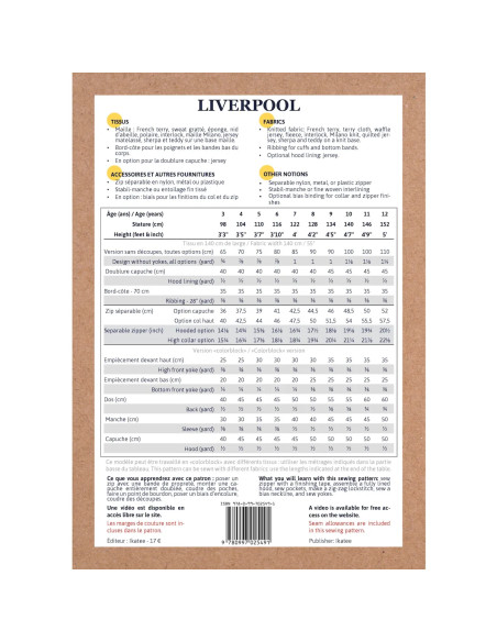 Patrón de sudadera con cremallera unisex Liverpool - Ikatee