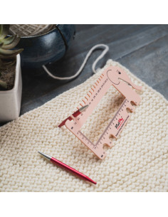 Calibrador de tejido multifuncional rosa KnitPro 2