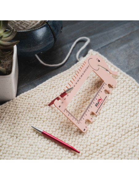 Calibrador de tejido multifuncional rosa KnitPro