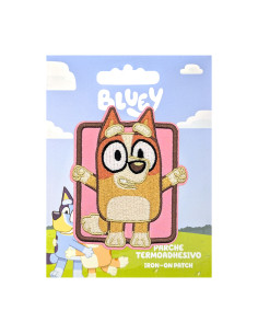 Parche bordado Bluey - Bingo fondo rosa