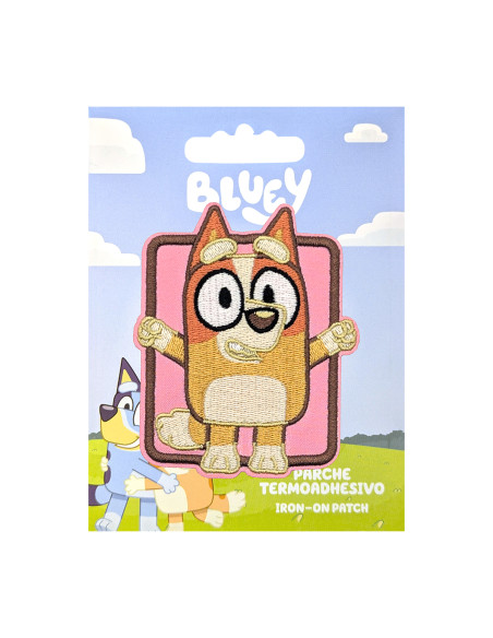 Parche bordado Bluey - Bingo fondo rosa