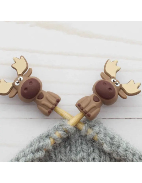 Tapones de malla para agujas de tejer - Pequeños alces