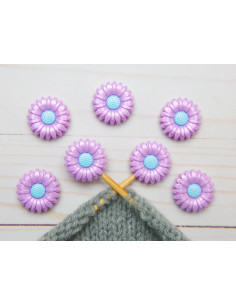 Tapones de malla para agujas de tejer - Margarita violeta 2