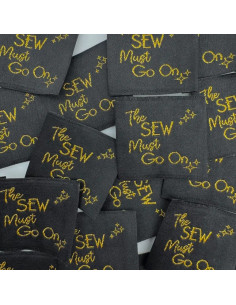 Lote de 5 etiquetas tejidas para coser The sew must go on