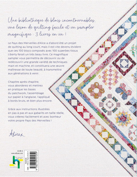Libro 1 quilt, 100 bloques - Alicia en el país de las maravillas