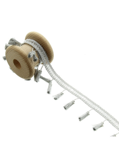 Galón pompones lurex - Plata