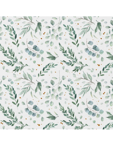 Tejido popelina de algodón - Ito blanco y verde