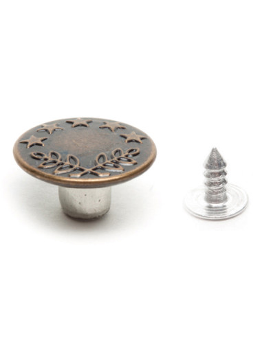Boite de 6 boutons jeans 16 mm - Bronze