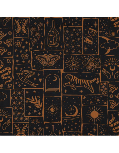 Tejido popelina de algodón - Mystic fondo negro