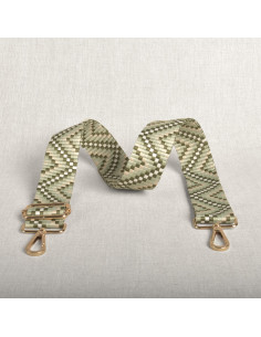 Correa de bolso zig zag con mosquetones - Verde