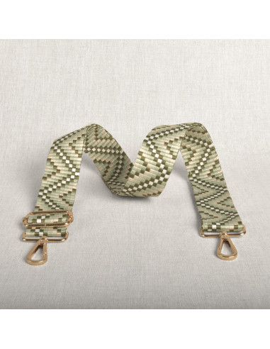 Correa de bolso zig zag con mosquetones - Verde
