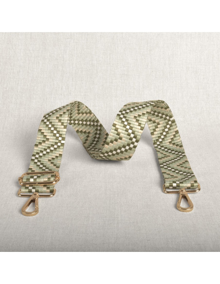 Correa de bolso zig zag con mosquetones - Verde