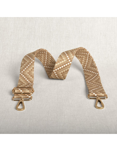 Correa de bolso zig zag con mosquetones - Beige