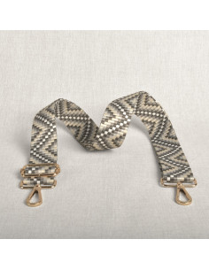 Correa de bolso en zigzag con mosquetones - Gris