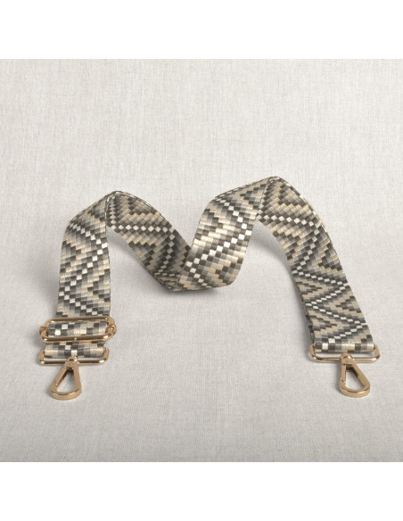 Correa de bolso en zigzag con mosquetones - Gris