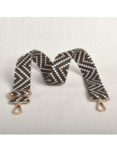 Correa de bolso zig zag con mosquetones - Negro