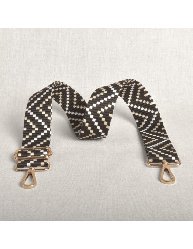 Correa de bolso zig zag con mosquetones - Negro