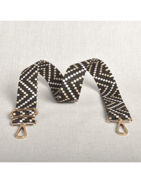 Correa de bolso zig zag con mosquetones - Negro