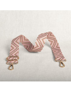 Correa de bolso zig zag con mosquetones - Rosa