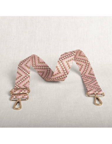 Correa de bolso zig zag con mosquetones - Rosa