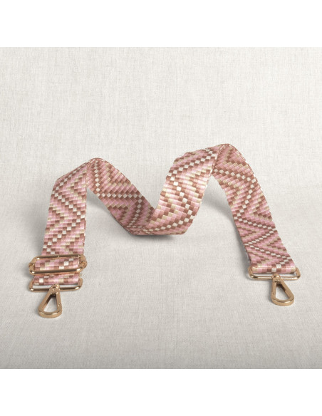 Correa de bolso zig zag con mosquetones - Rosa