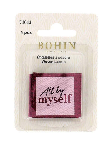 Juego de 4 etiquetas para coser - All by myself