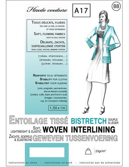 Entretela tejida bistretch termoadhesiva blanca 1,0 x 1,5 m - Tejidos delicados