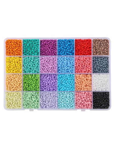 Caja de 12000 cuentas de vidrio de 3 mm.