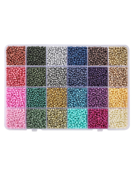 Caja de 12000 cuentas de rocalla metálica de 3 mm