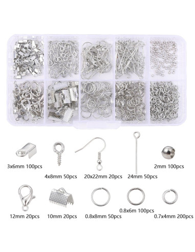 Kit de 710 piezas para creación de joyas - Rodio