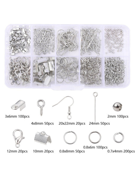 Kit de 710 piezas para creación de joyas - Rodio