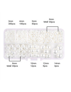 Caja de 800 perlas nacaradas - Blanco