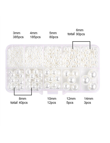 Caja de 800 perlas nacaradas - Blanco