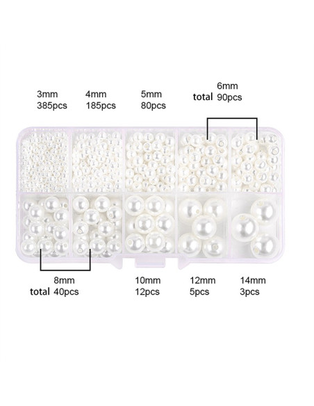 Caja de 800 perlas nacaradas - Blanco