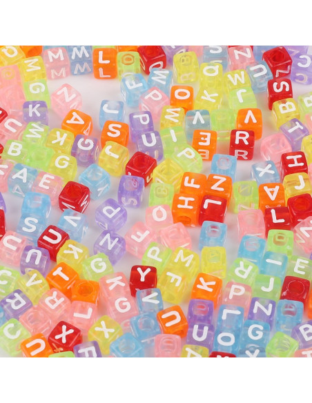 Bolsa de 100 cuentas cuadradas de colores - Letras blancas