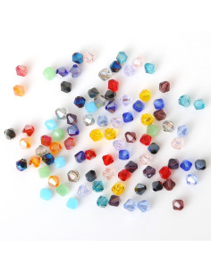 Bolsa de 100 cuentas facetadas de cristal de 4 mm - Multicolor