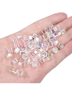 Bolsa de 10 cuentas cuadradas de cristal de 6 mm
