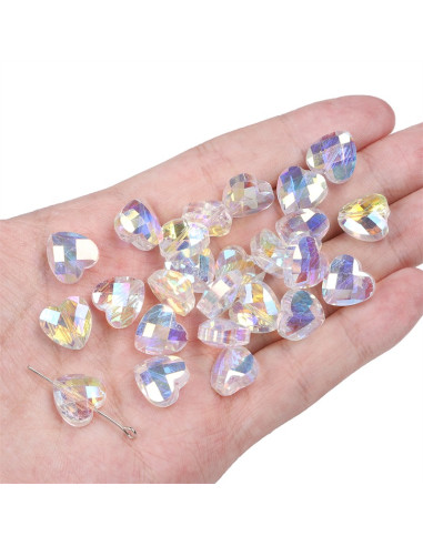 Bolsa de 4 perlas corazón de cristal de 12 mm