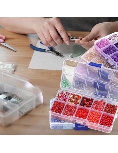Caja de 80 gr de cuentas de rocaille y lentejuelas - Rosa 2