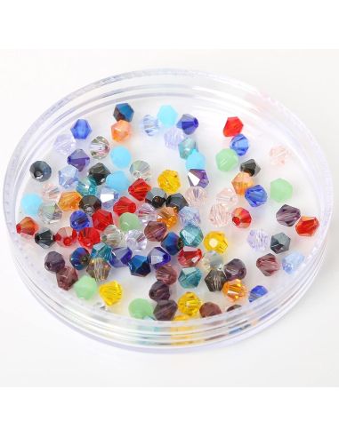 Bolsa de 100 cuentas facetadas de cristal de 4 mm - Multicolor