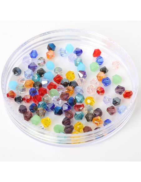 Bolsa de 100 cuentas facetadas de cristal de 4 mm - Multicolor