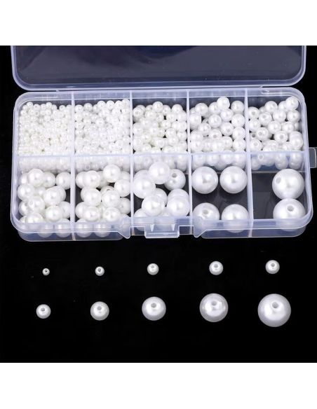 Caja de 800 perlas nacaradas - Blanco