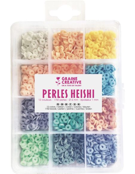 Caja de 1750 cuentas Heishi - Pastel
