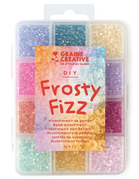 Caja de 12 colores de cuentas de vidrio de 2 mm - Frosty Fizz