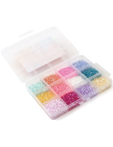 Caja de 12 colores de cuentas de vidrio de 2 mm - Frosty Fizz