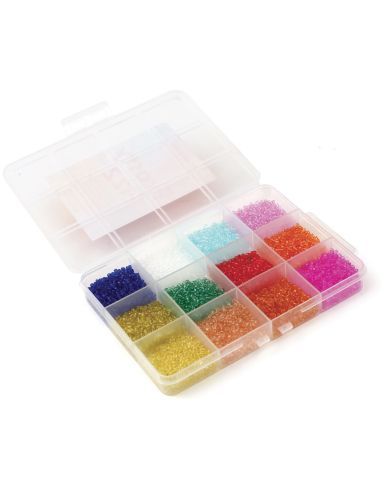 Caja de 12 colores de cuentas de vidrio de 2 mm - Acid Candy
